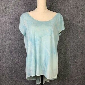 American Eagle Outfitters Stretchy Top Women L Scoop Neck Back Sheer Panel Hi Lo